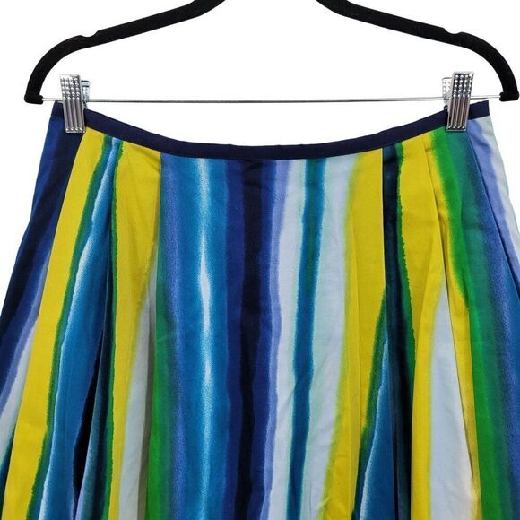 Handmade Skirt M Colorful Striped Pleated Aline Full Tea Length Pockets Vibrant - Picture 8 of 10